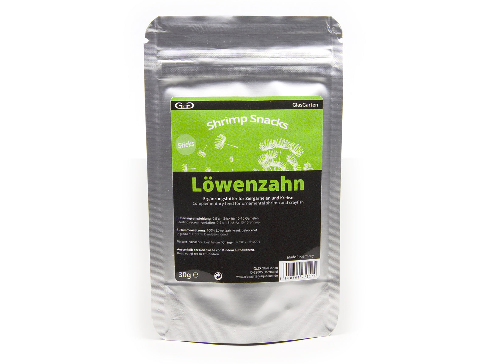 GlasGarten Shrimp Snacks Löwenzahn 30g